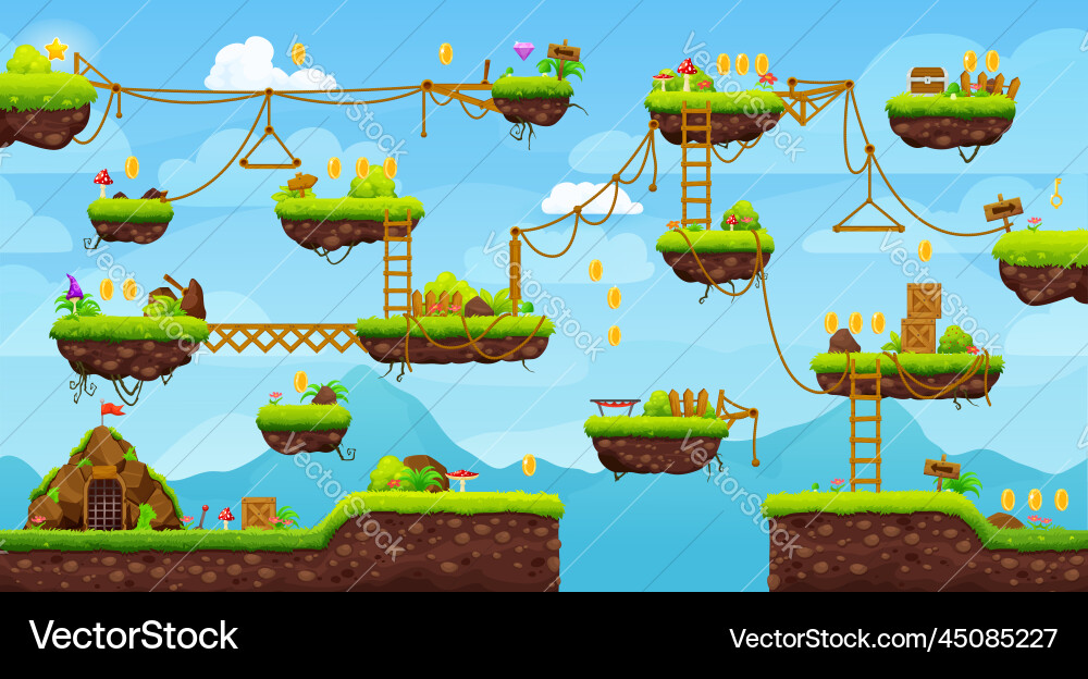 2D Arcade Game Level Map vector image