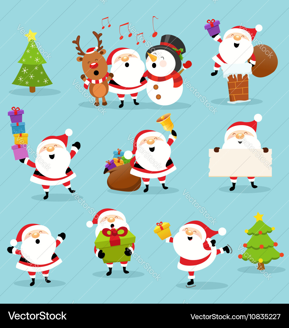 Adorable Santa Claus Collection Vector Image