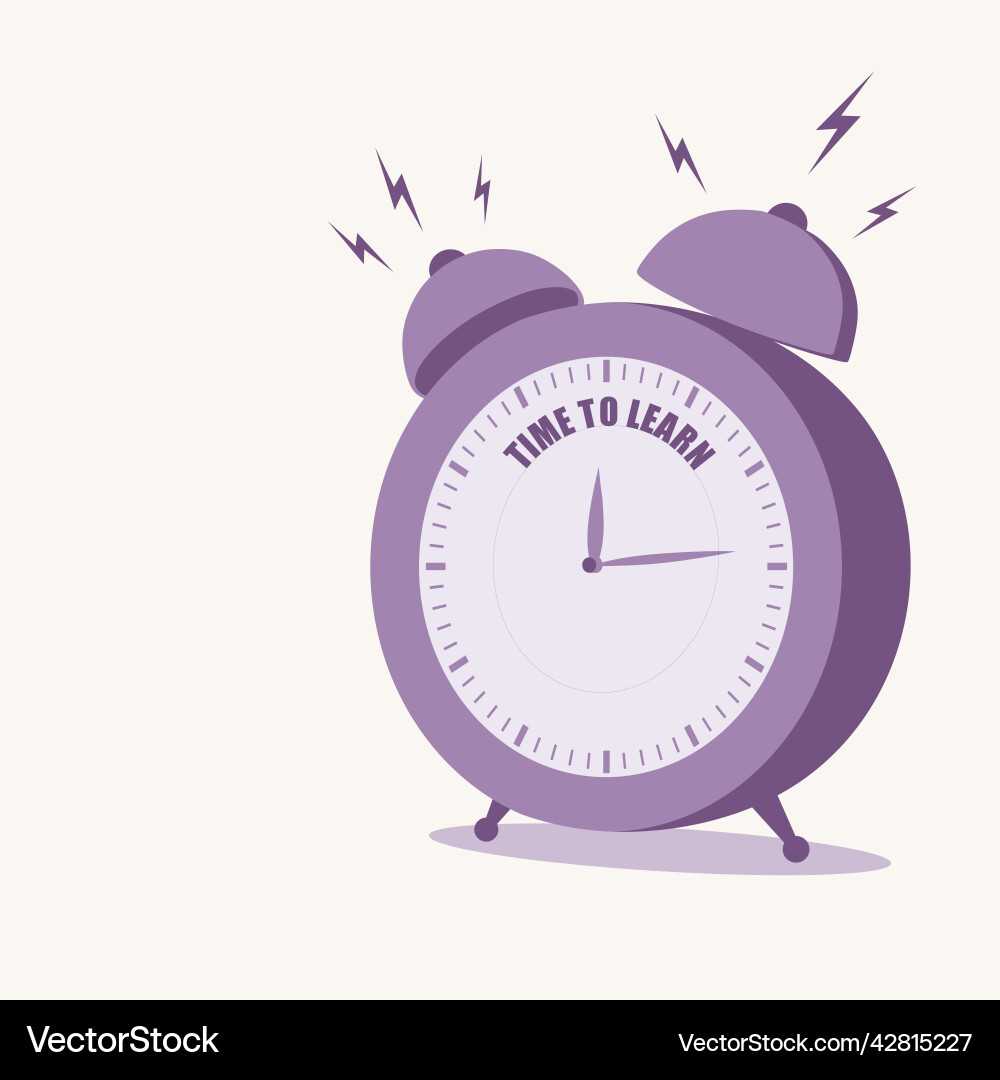 Analog clock with text time to learn vector image