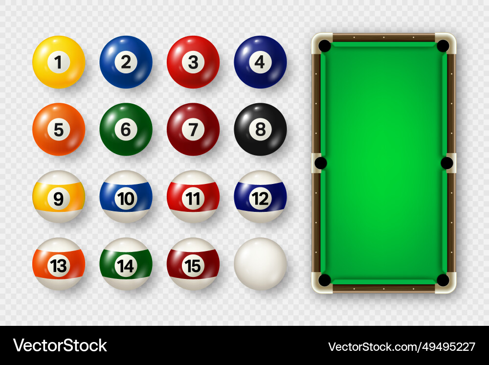 Billiard balls with numbers various cues Vector Image