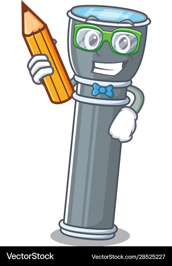 Cool smart student flashlight scroll character Cool smart student flashlight scroll character vector image