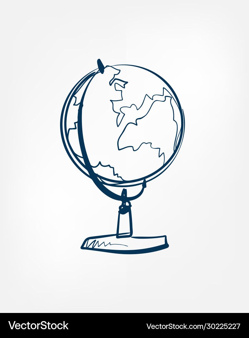 Globe one line design element isolated vector image