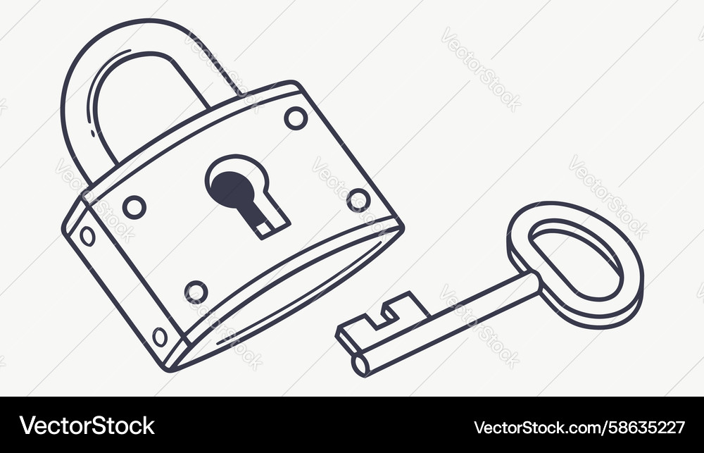 Padlock and Key Security Concept Vector Image