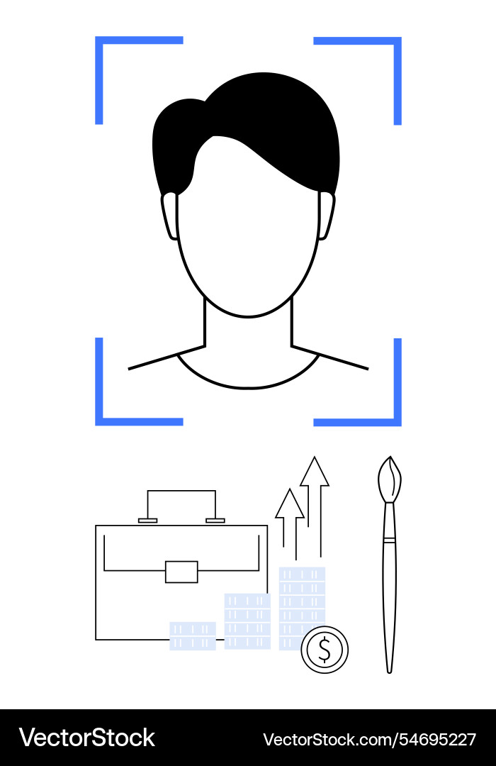 Person centered in a square frame with business Vector Image