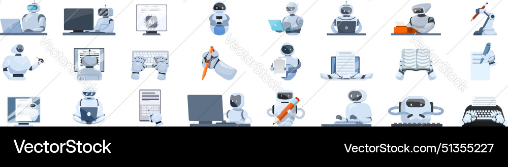 Robot-writer a collection of robot Vector Image