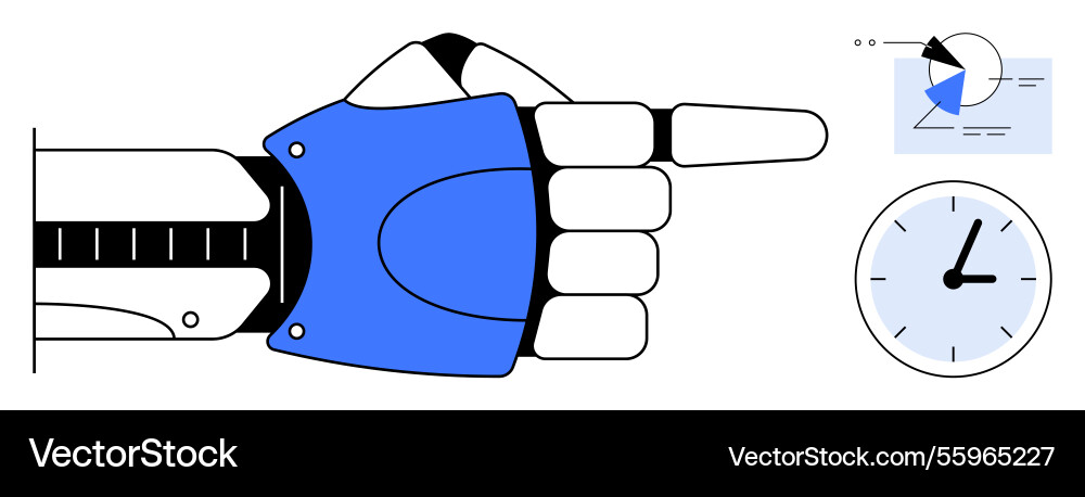 Robotic arm pointing toward data visualization Robotic arm pointing toward data visualization vector image
