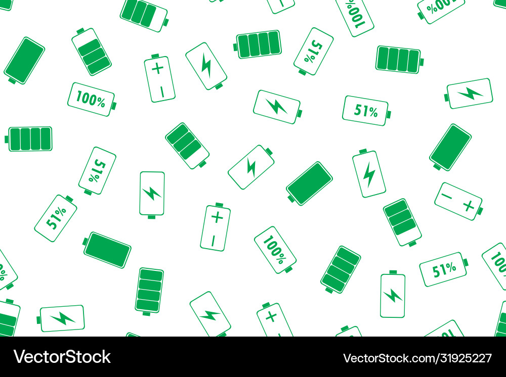 Seamless pattern with green battery indicator Seamless pattern with green battery indicator vector image