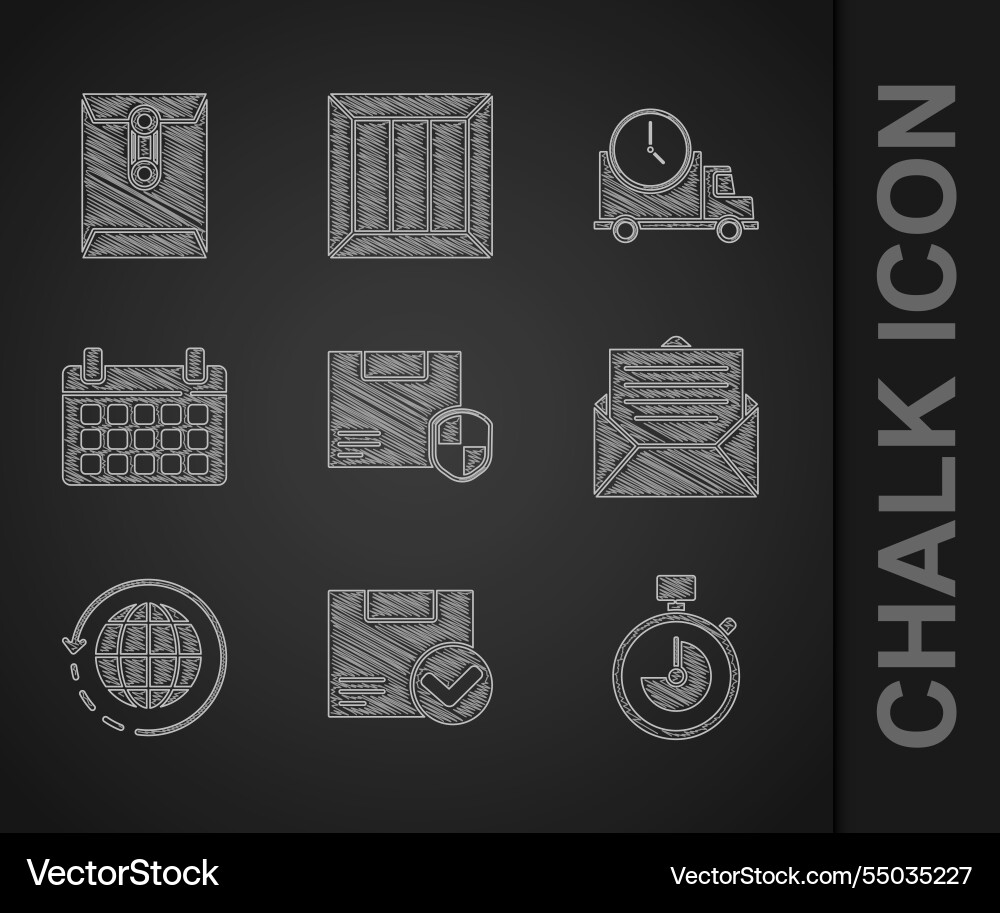 Set delivery security with shield package box Set delivery security with shield package box vector image