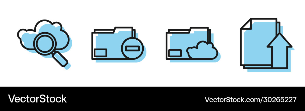 Set line cloud storage text document folder Set line cloud storage text document folder vector image