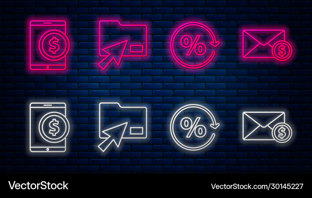Set line cursor click document folder discount Vector Image