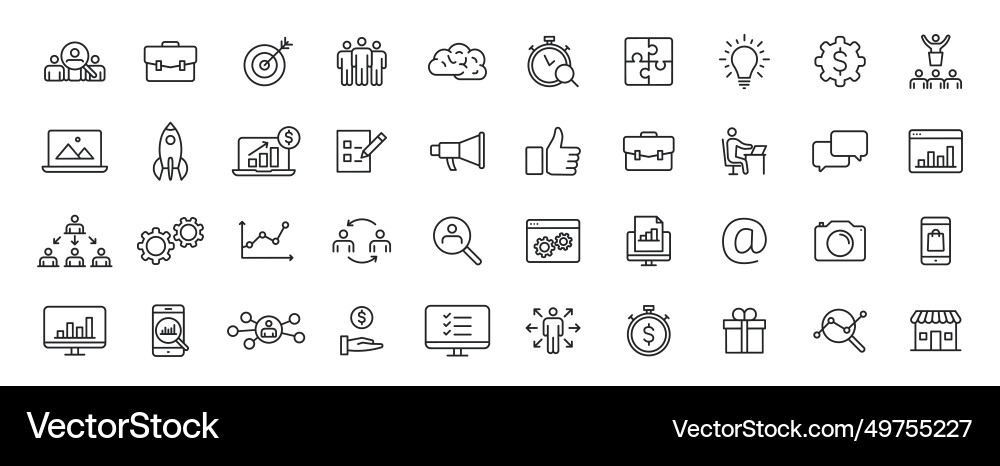 Set of 40 management web icons in line style Set of 40 management web icons in line style Vector Image