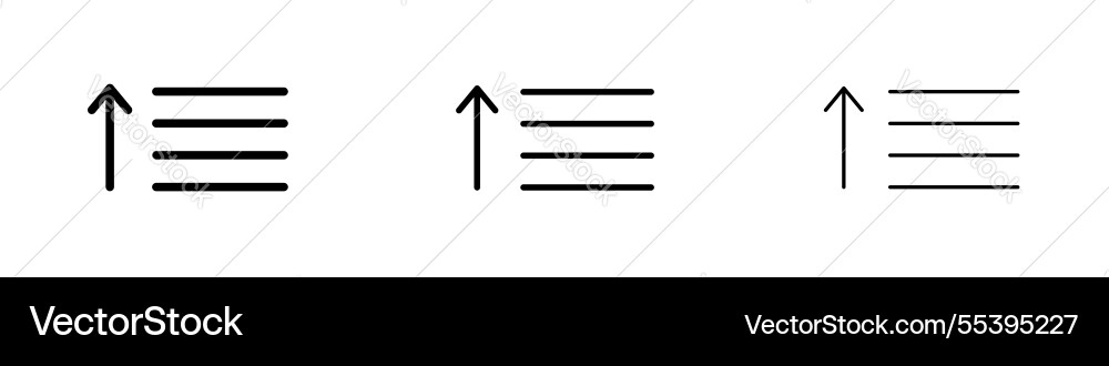Sort amount up icons in three different stroke vector image