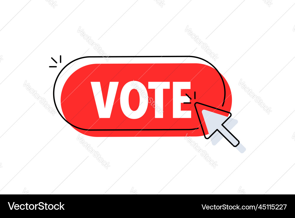 Vote button with cursor pointer click web Vote button with cursor pointer click web vector image