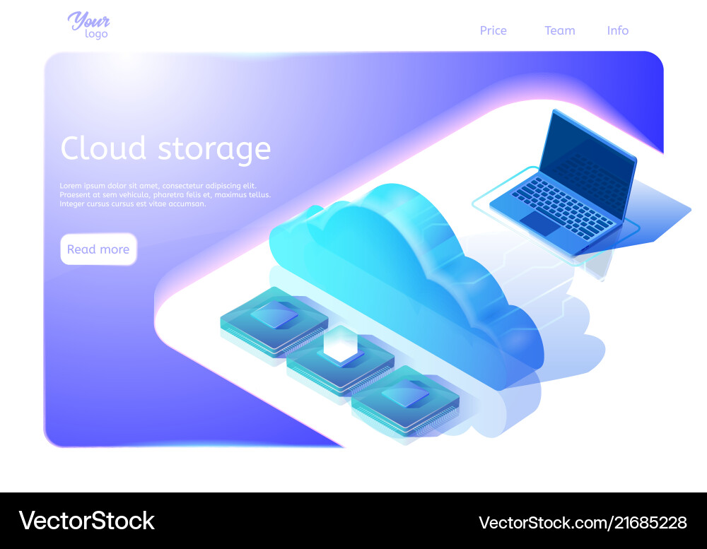 Cloud data storage concept web page template Cloud data storage concept web page template Vector Image