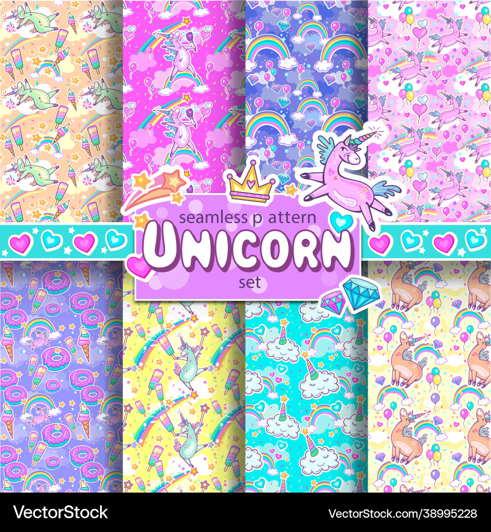Cute Unicorn Seamless Pattern vector image
