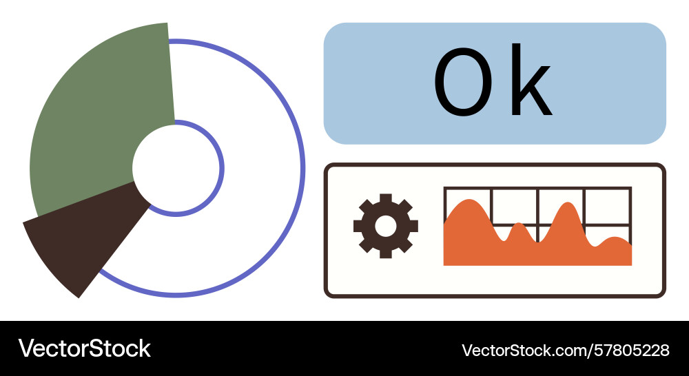 Data visualization with pie chart metrics display vector image