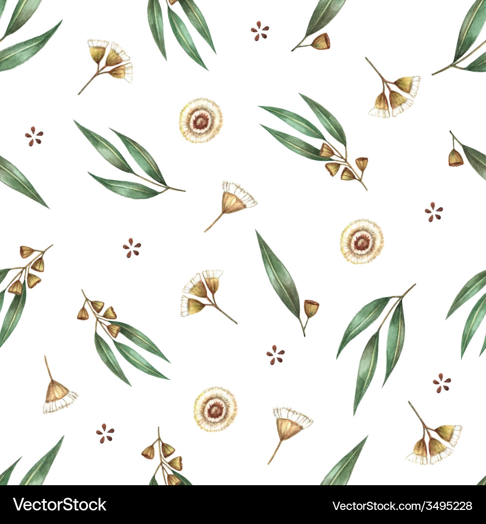 Eucalyptus Watercolor Seamless Pattern vector image