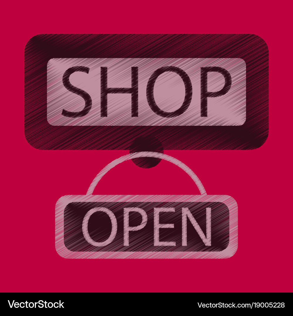 Flat icon in shading style label store opened Vector Image