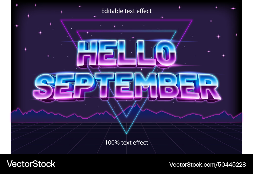 Hello september editable text effect retro style Hello september editable text effect retro style vector image