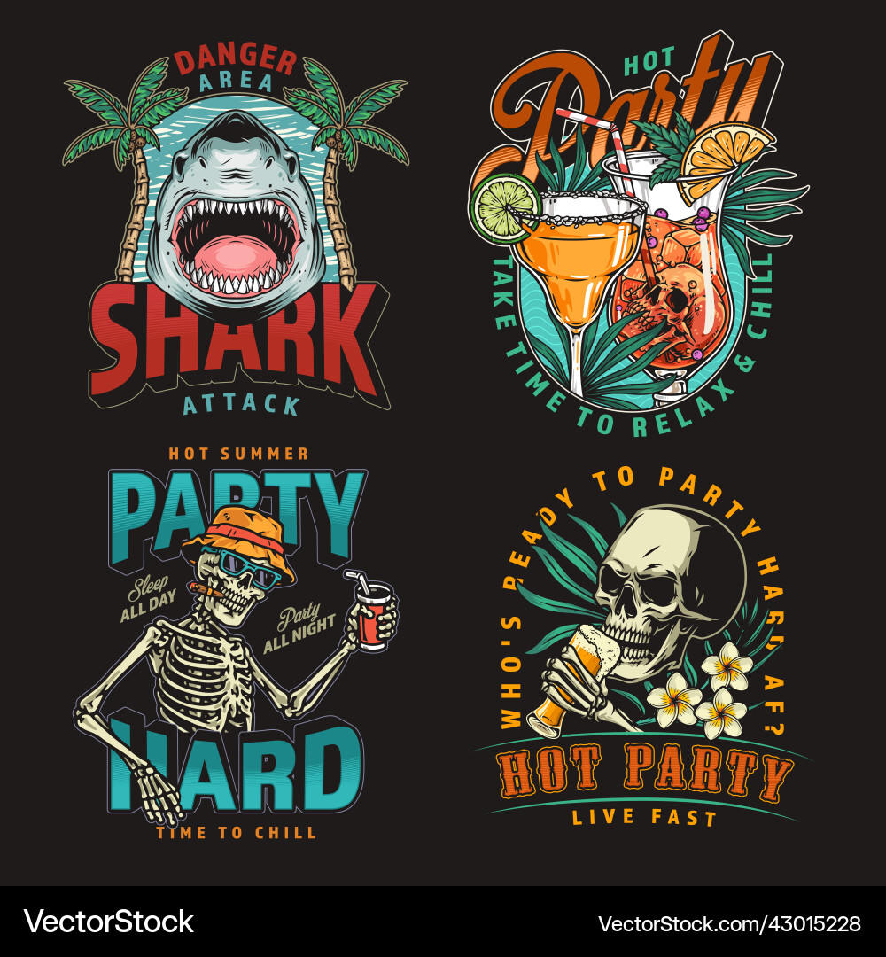 Hot Party Set bunte Flyer Hot Party Set bunte Flyer vektorbild