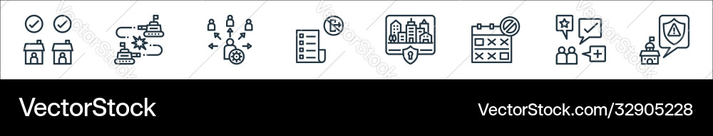 Lockdown line icons linear set quality Vector Image