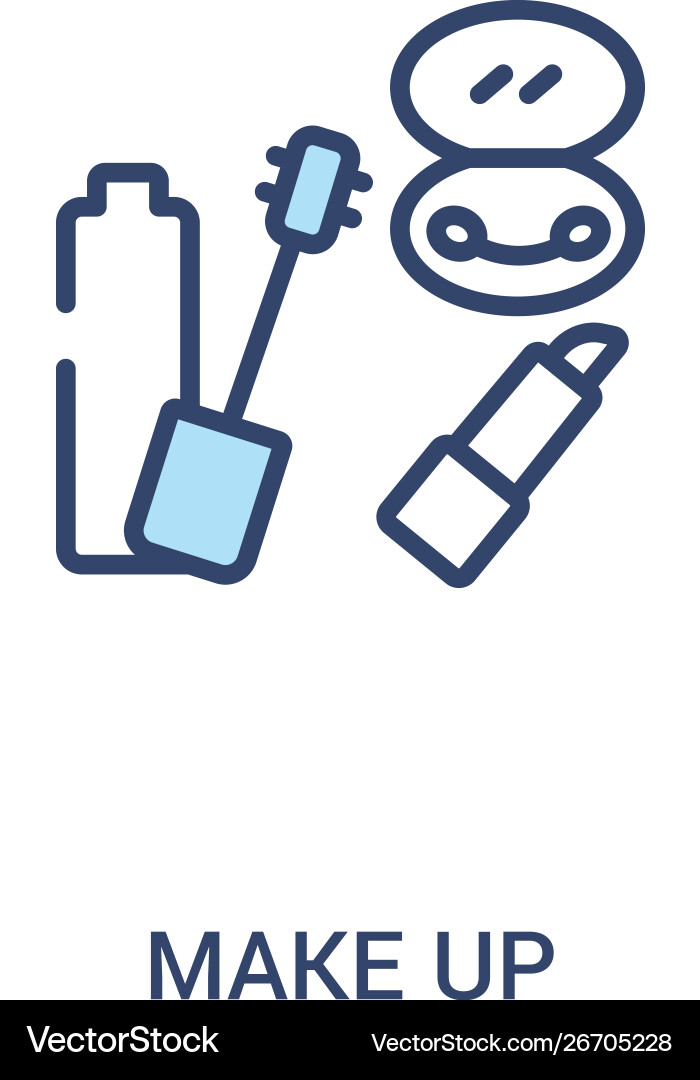 Make up concept 2 colored icon simple line Make up concept 2 colored icon simple line Vector Image