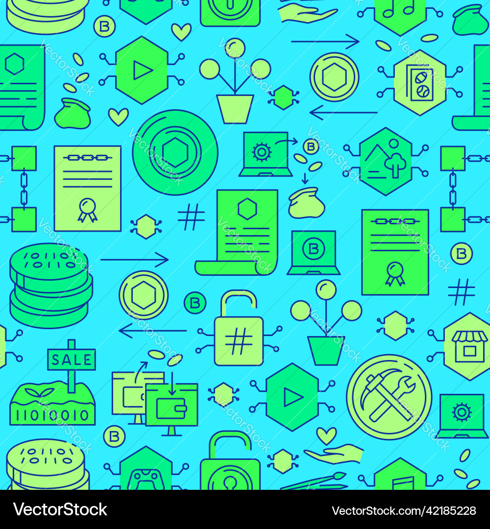 Nft token and blockchain seamless pattern Nft token and blockchain seamless pattern Vector Image