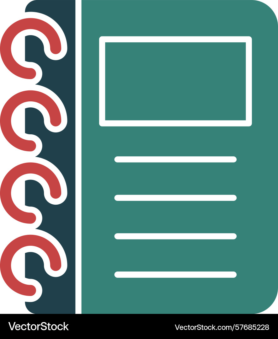 Notebook glyph multi color icon Vector Image