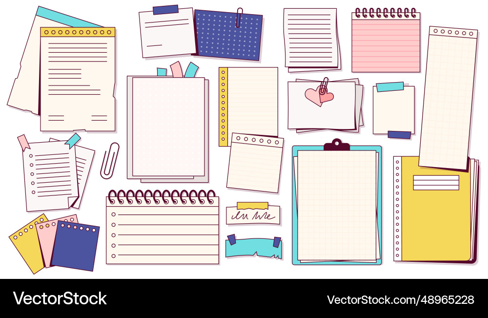 Notizen und Papierwaren doodle post-it Notiz Notizen und Papierwaren doodle post-it Notiz vektorbild