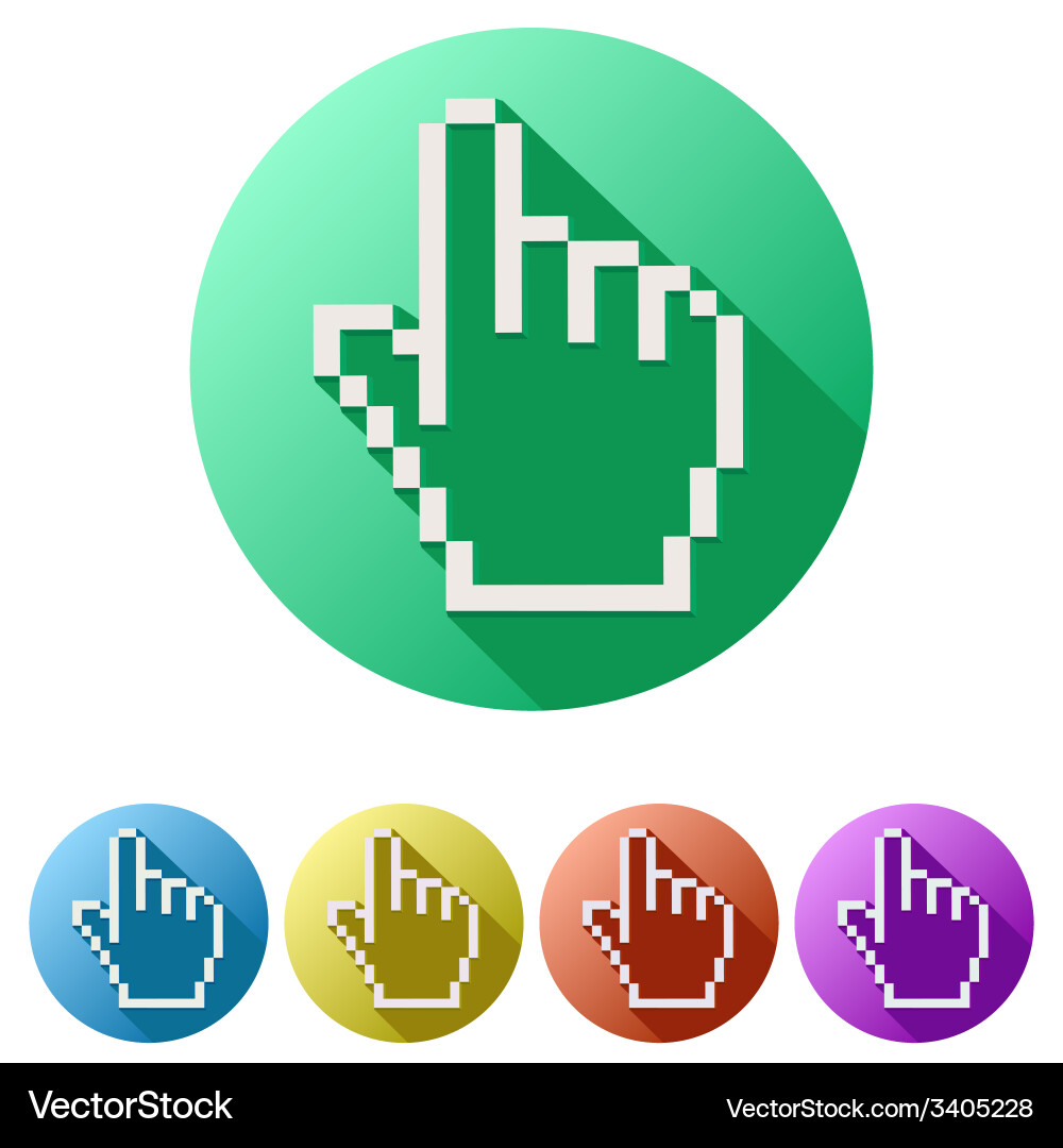 Pixel cursor flat icon click mouse hand Vector Image