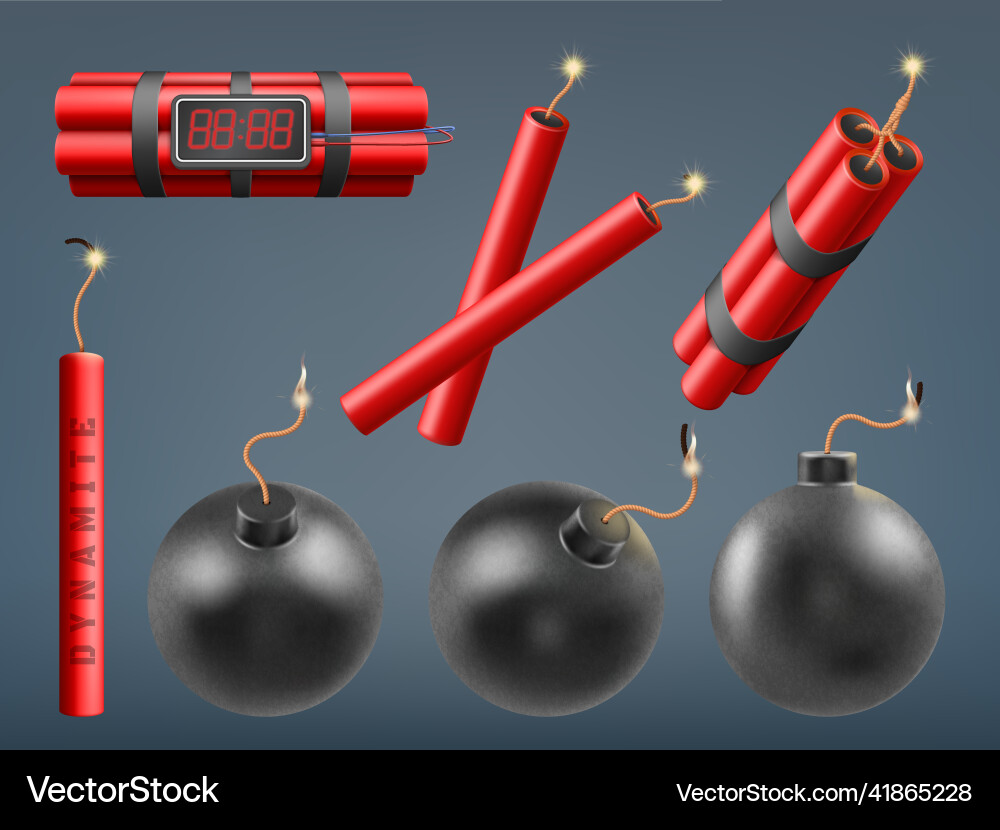 Realistic Bombs Burning Dynamite Bomb Sticks Vector Image Realistic Bombs Burning Dynamite Bomb Sticks Vector Image
