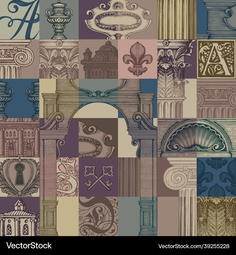 Seamless pattern on the theme of old architecture Seamless pattern on the theme of old architecture vector image