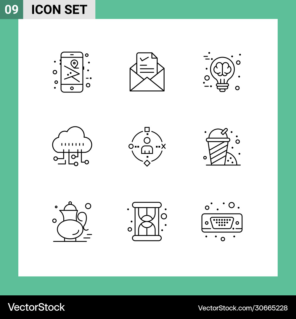 Set 9 outlines on grid for user technology Vector Image
