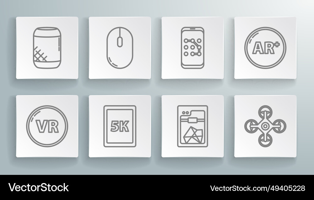 Set line virtual reality computer mouse tablet Set line virtual reality computer mouse tablet Vector Image