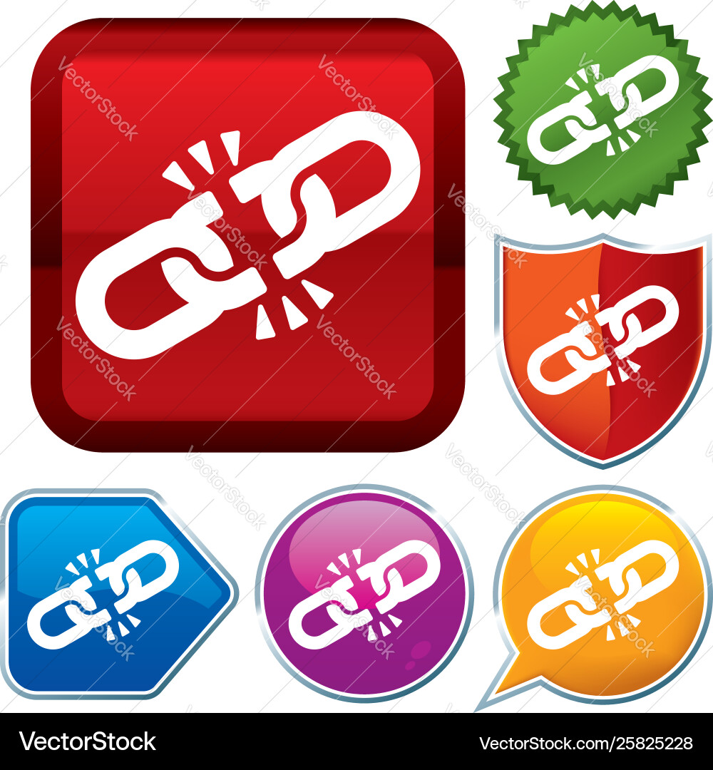 Set shiny icon series on buttons broken link Vector Image