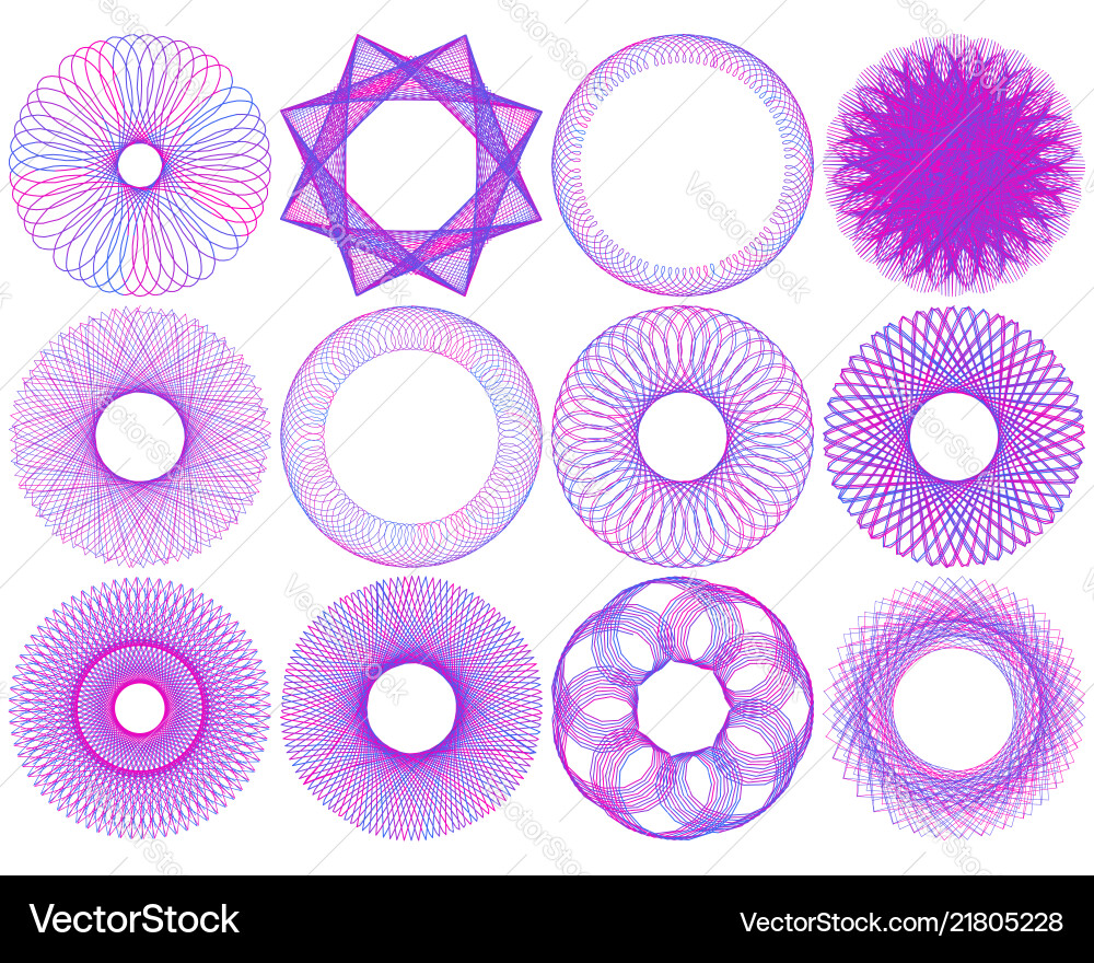 Spirographic Elements - Geometric Patterns vector image