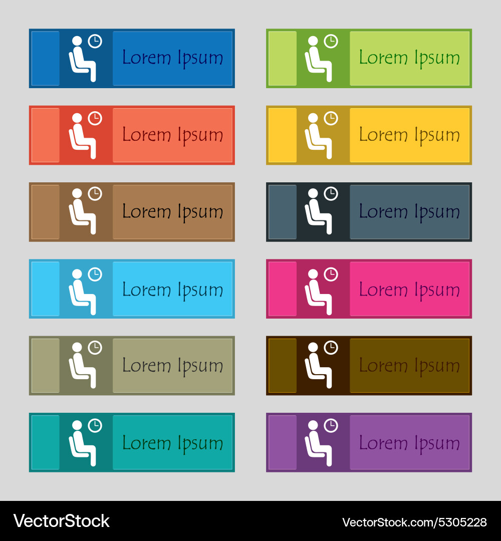 Waiting icon sign set of twelve rectangular vector image