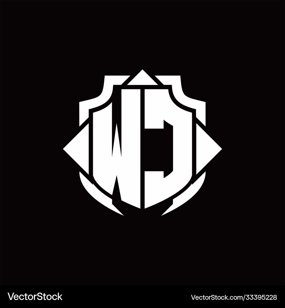 Wc logo monogram with shield line and 3 arrows Wc logo monogram with shield line and 3 arrows vector image