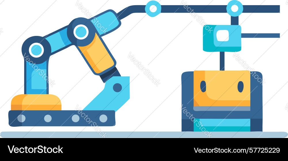 Automated material handling robotic arm vector image