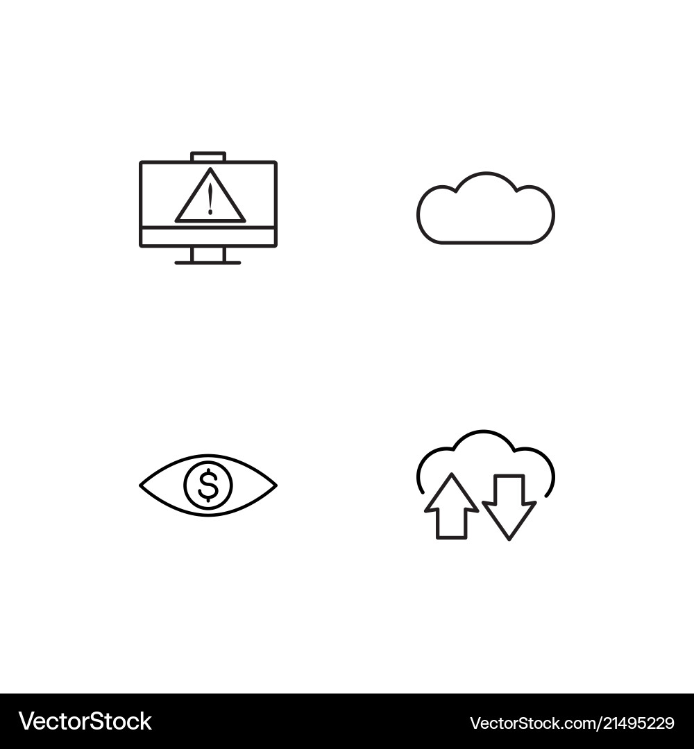 Cyber security linear icons set simple outline vector image