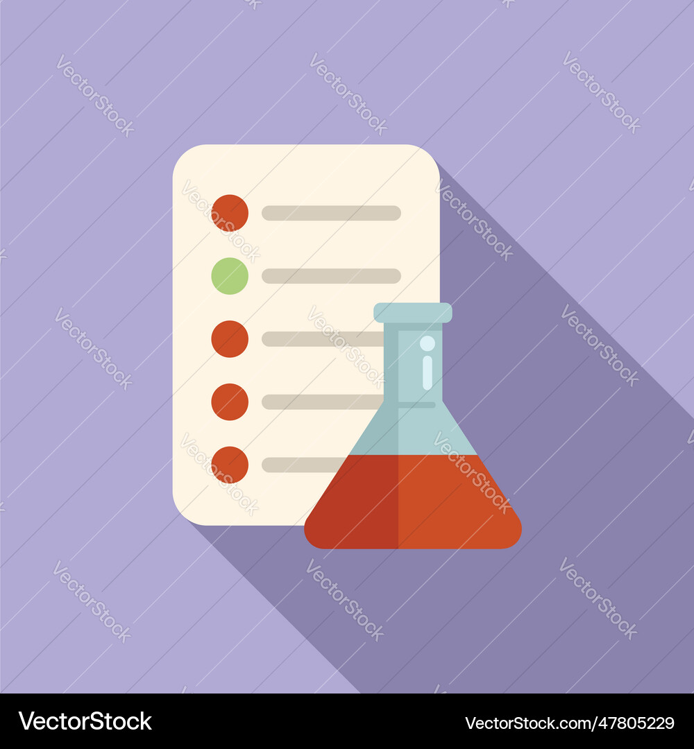 Flask test result icon flat positive lab Flask test result icon flat positive lab Vector Image