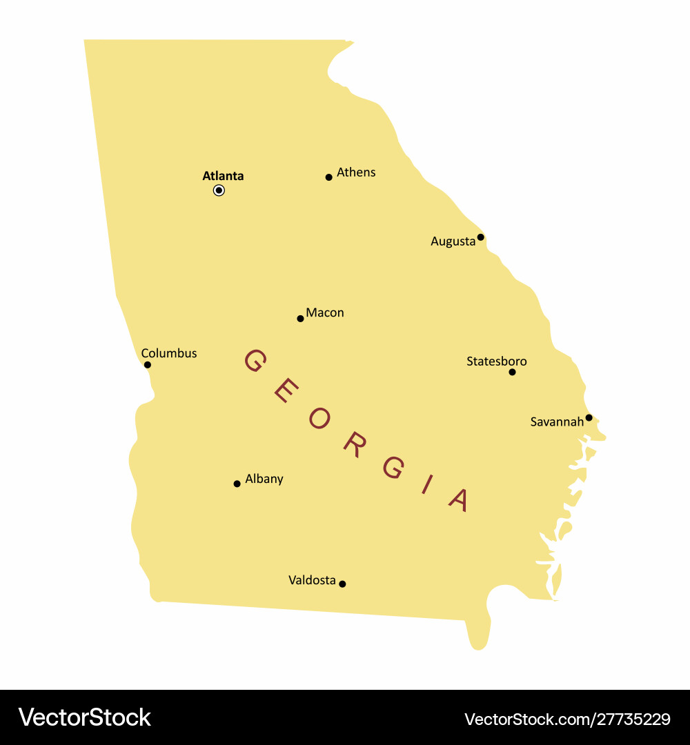Georgia state cities map – Royalty-Free Vector | VectorStock, image size:1000x1080
