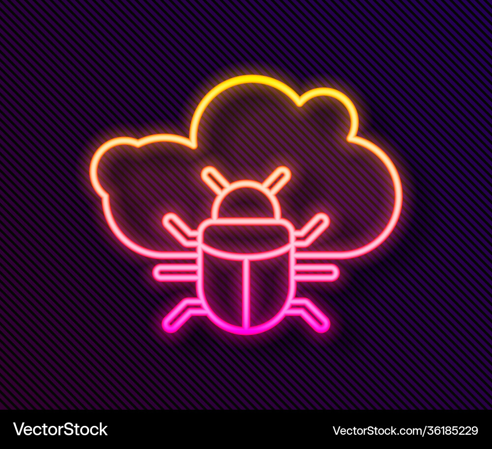 Glowing neon line system bug on a cloud icon Glowing neon line system bug on a cloud icon Vector Image