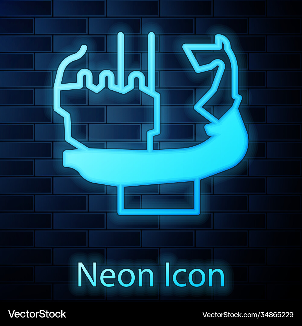 Glowing neon monument to founders kiev icon Vector Image