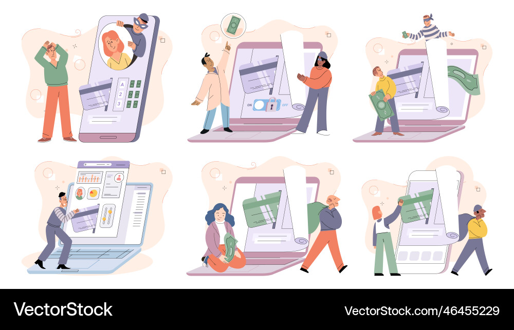 Hacker activity big set hacking computer Hacker activity big set hacking computer Vector Image