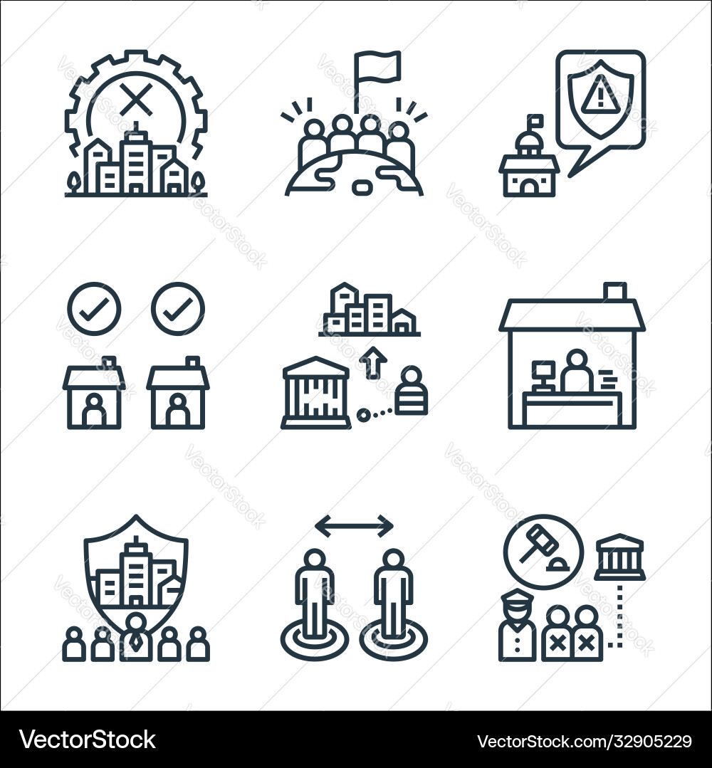 Lockdown line icons linear set quality Vector Image