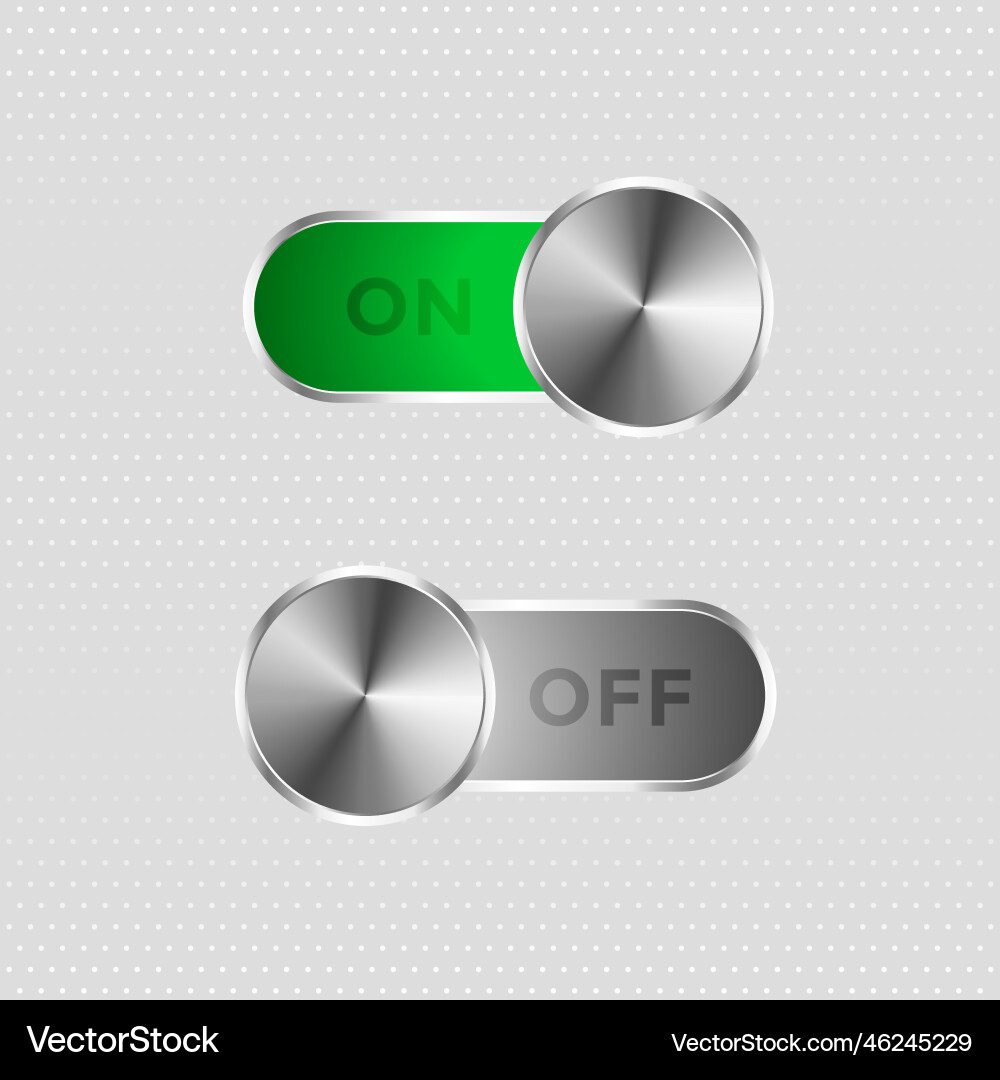 Metal toggle switch on and off button vector image