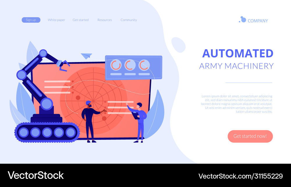Militär Robotik Konzept Landing Page Vektorbild