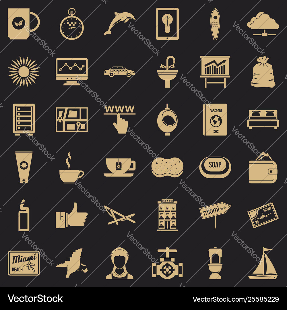 Passport icons set simple style Vector Image