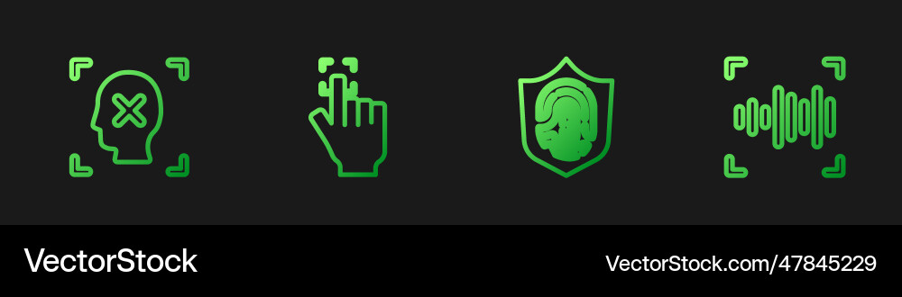 Set line fingerprint in shield rejection face Set line fingerprint in shield rejection face Vector Image
